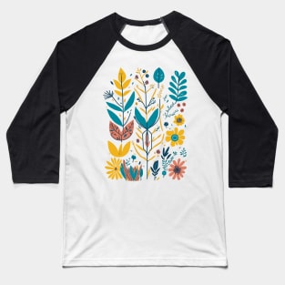 Bohemian Style Floral Shapes Baseball T-Shirt